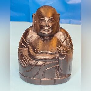 Vintage Hand Carved Wooden Black Buddha Statue From Vietnam Army 1965 See Notes